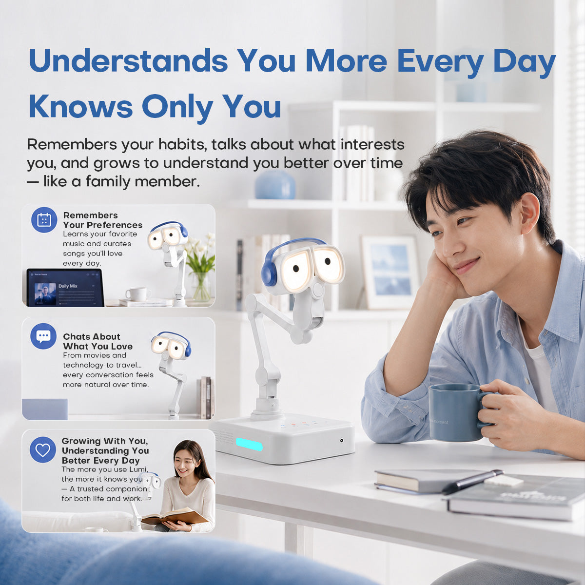 Hongxing Technology Lumi Smart Companion Robot Desk Lamp, Eye-Protecting Study Lamp, Homework Eye-Protecting Lamp, AI Robot Bedside Lamp