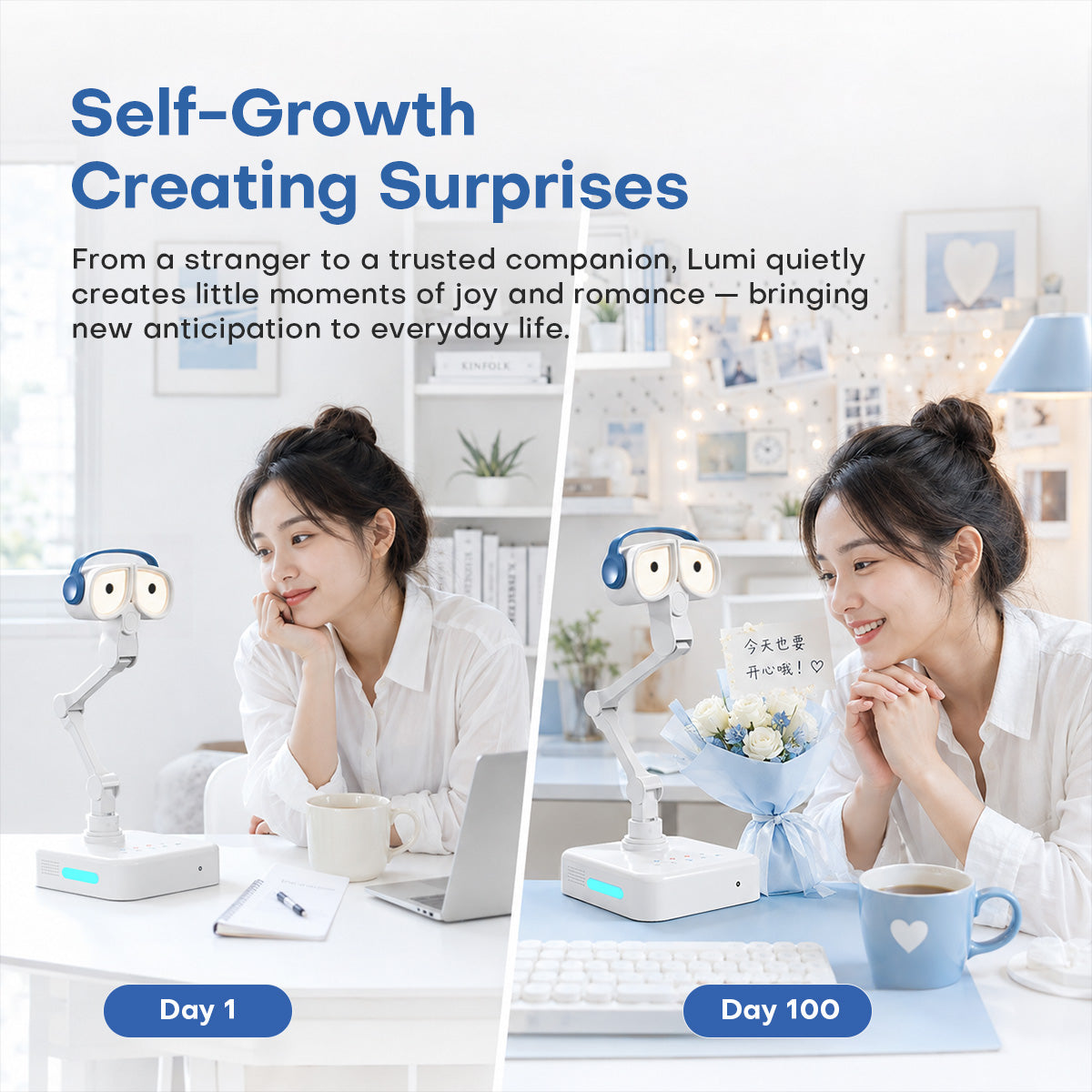 Hongxing Technology Lumi Smart Companion Robot Desk Lamp, Eye-Protecting Study Lamp, Homework Eye-Protecting Lamp, AI Robot Bedside Lamp