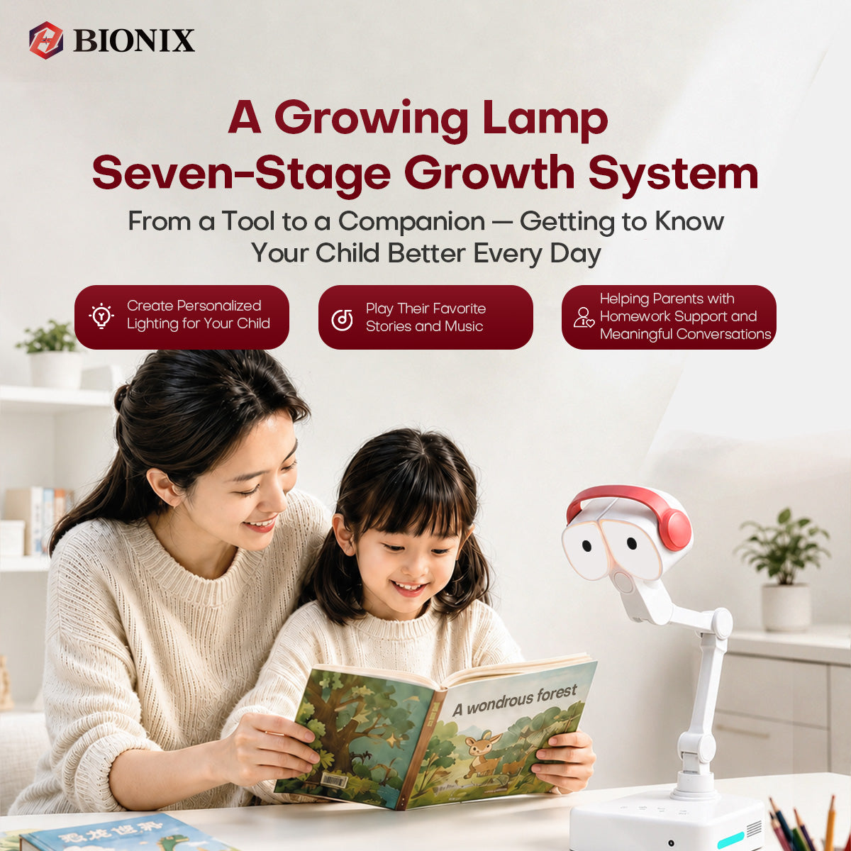 Hongxing Technology Lumi Smart Companion Robot Desk Lamp, Eye Protection Study Lamp, Homework Eye Protection Lamp, AI Robot Bedside Lamp